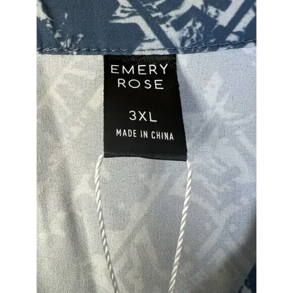 Emma Rose Peasant Dress Women's 3XL Blue Graphic Cottagecore Tiered Boho Maxi - Picture 2 of 11